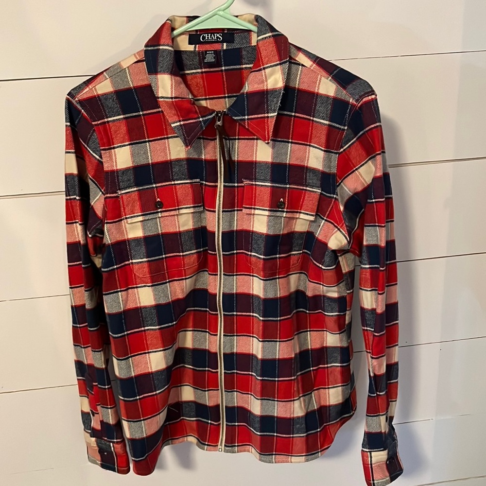 Chaps women size medium. Plaid zip shirt/jacket. Never worn
